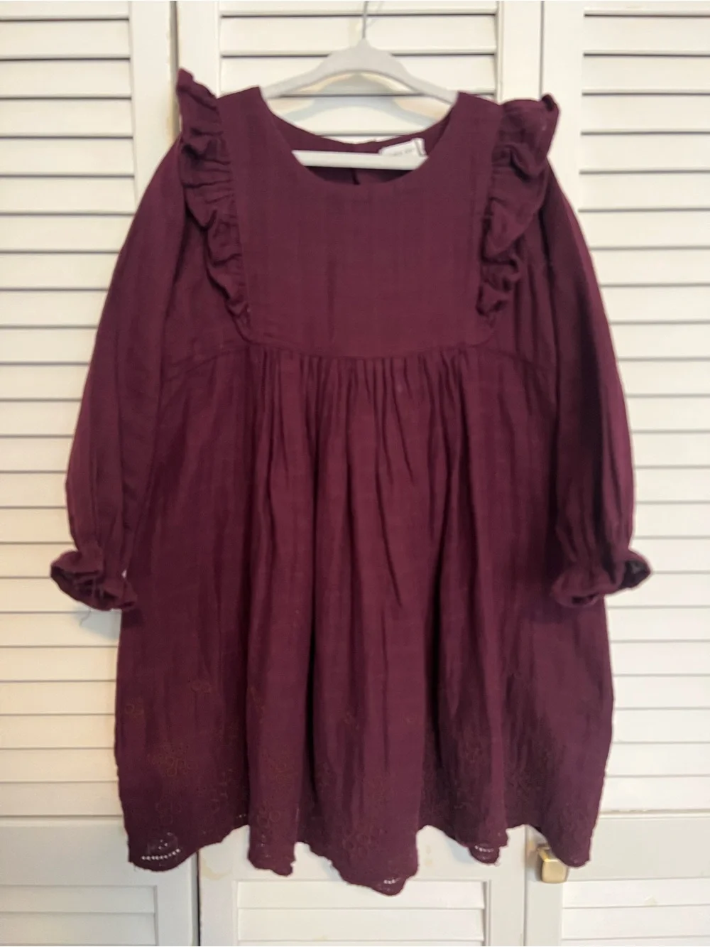 Jamie Kay Girls' Ruffled Long-Sleeve Dress in Plum